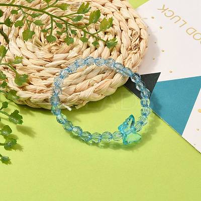Transparent Acrylic Beads Kids Bracelets BJEW-JB05537-1