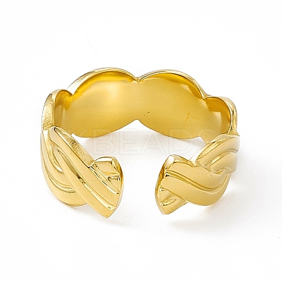 Ion Plating(IP) 304 Stainless Steel Cuff Ring for Women LS-RJEW-C060-32G-1