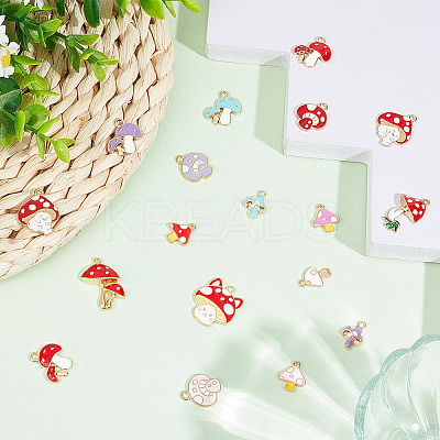 64Pcs 16 Styles Autumn Theme Alloy Enamel Charms ENAM-HY0003-08-1