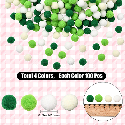 400Pcs 4 Colors Polyester Pom Pom Balls DIY-SC0031-37A-1