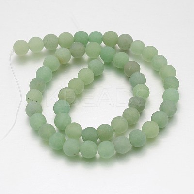 Frosted Round Natural Green Aventurine Bead Strands G-J276-56-8mm-1