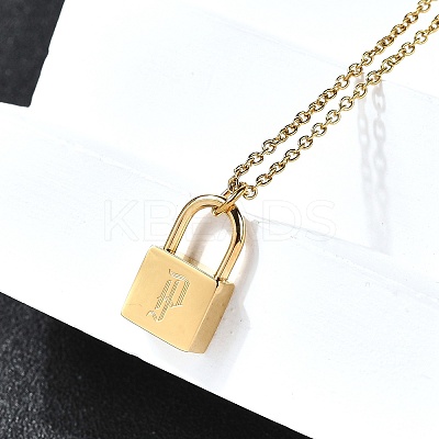 304 Stainless Steel Rolo Chain Pendant Necklaces NJEW-S444-01G-16-1