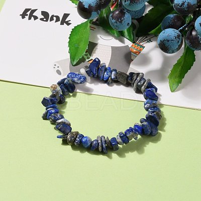 Natural Lapis Lazuli Chip Beads Stretch Bracelets BJEW-JB05765-06-1
