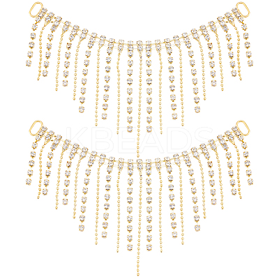 2Pcs Alloy & Glass Rhinestones Tassel Shoe Decoration Chain FIND-GF0005-26-1