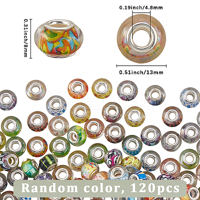 120Pcs Resin European Beads RPDL-SP0001-03-1