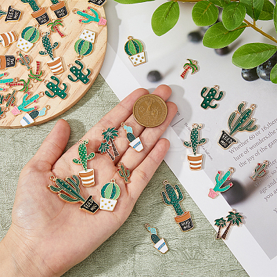 40Pcs 10 Styles Alloy Enamel Pendants ENAM-HY0001-31-1