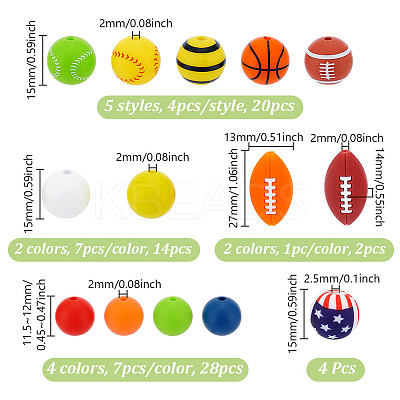 68Pcs 14 Styles Food Grade Eco-Friendly Silicone Beads SIL-GA0001-24A-1