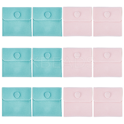 12Pcs 2 Colors Square Velvet Jewelry Bags TP-CP0001-02A-1