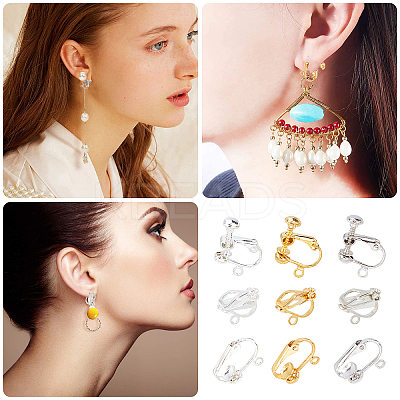 Brass & Iron Clip-on Earring Findings KK-SC0001-92-1