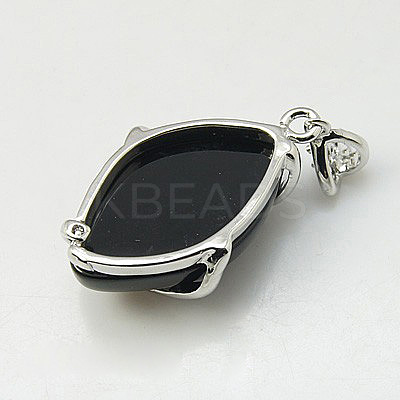 Natural Dyed & Heated Black Agate Pendants G-G073-3-1
