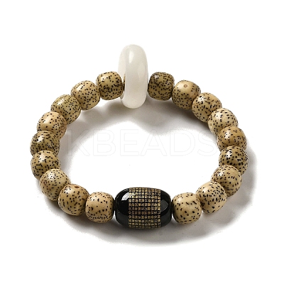 Natural Agate & White Jade & Moon and Star Bodhi Beaded Stretch Bracelets BJEW-B080-04-1