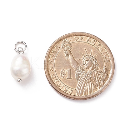 Grade B Natural Cultured Freshwater Pearl Charms PALLOY-JF01497-02-1