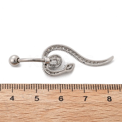 Alloy Rhinestone Snake Curved Barbell Belly Rings AJEW-R007-03P-02-1