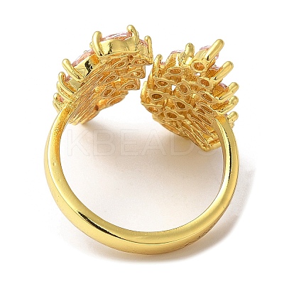Cubic Zirconia Double Wing Open Cuff Rings RJEW-Q168-03G-01-1