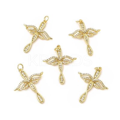 Brass Micro Pave Cubic Zirconia Pendants KK-E068-VB087-1
