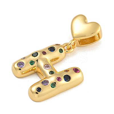 Brass Micro Pave Colorful Cubic Zirconia Pendants KK-P281-01G-H-1