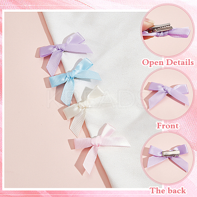 Bowknot Polyester Alligator Hair Clips AJEW-CP0008-35C-1