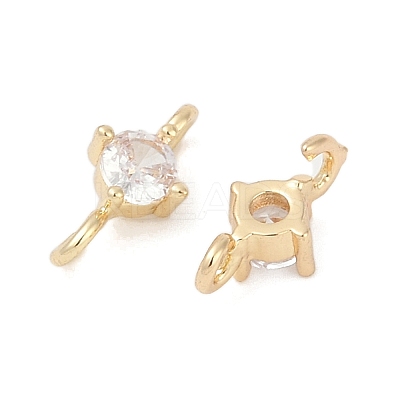 Brass Clear Cubic Zirconia Connector Charms KK-Z094-10G-1