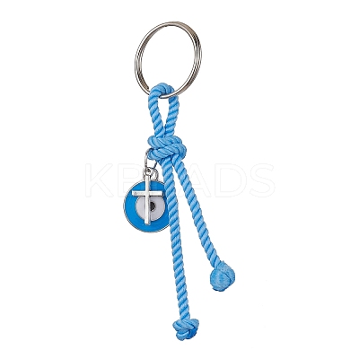 Cross & Evil Eye Zinc Alloy Enamel Pendants Keychains KEYC-JKC00609-02-1