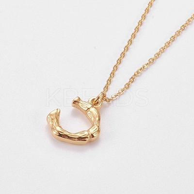 304 Stainless Steel Initial Pendant Necklaces NJEW-L155-14-1