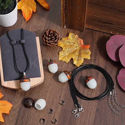 DIY Acorn Locket Necklace Making Kit WOOD-SC0001-60-1