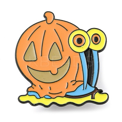 Halloween Terrible Pumpkin Snail Alloy Enamel Pin Broochs AJEW-Z023-08EB-1
