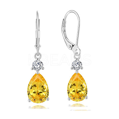 Brass Cubic Zirconia Dangle Earrings FS-WG32116-03-1