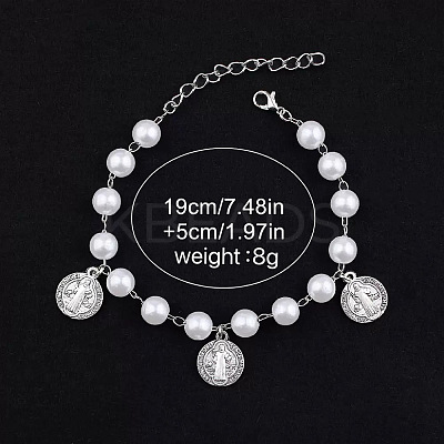 Iron Flat Round with Saint Benedict Charm Bracelets HP3576-1