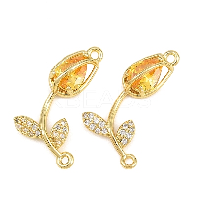 Rack Plating Brass Micro Pave Clear Cubic Zirconia Flower Connertor Charms KK-Z043-03I-1