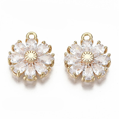 Real 18K Gold Plated Brass Micro Pave Cubic Zirconia Pendants KK-S360-043A-NF-1