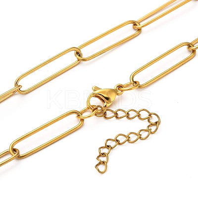 304 Stainless Steel Paperclip Chain Necklace NJEW-M183-04G-A-1