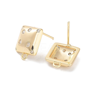 Brass Micro Pave Cubic Zirconia Stud Earring Findings KK-E107-12G-1