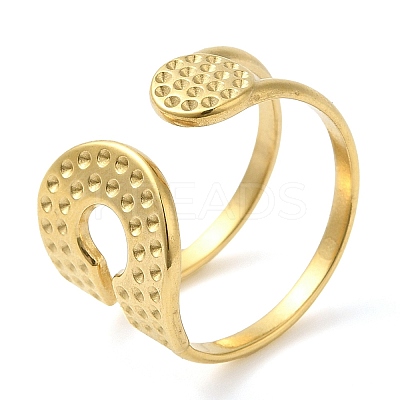 304 Stainless Steel Double Layer Open Cuff Ring for Women RJEW-I098-27G-1