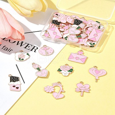 36Pcs 9 Styles Valentine's Day Theme Alloy Enamel Pendants ENAM-FS0002-52-1