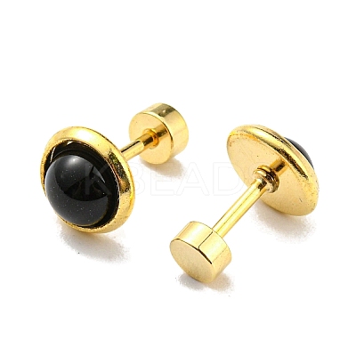 12 Pairs 6 Color Flat Round Resin Straight Barbell Stud Earrings AJEW-C032-01G-1