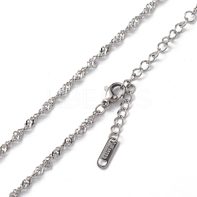 Non-Tarnish 304 Stainless Steel Singapore Chain Necklace for Men Women NJEW-K245-013B-1