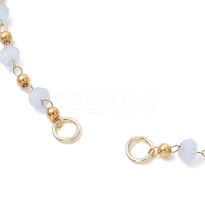 Handmade 304 Stainless Steel and Faceted Rondelle Glass Beaded Chain Bracelet Making AJEW-JB01476-02-1