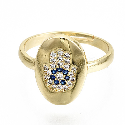 Adjustable Brass Micro Pave Cubic Zirconia Finger Rings RJEW-S045-050G-NR-1