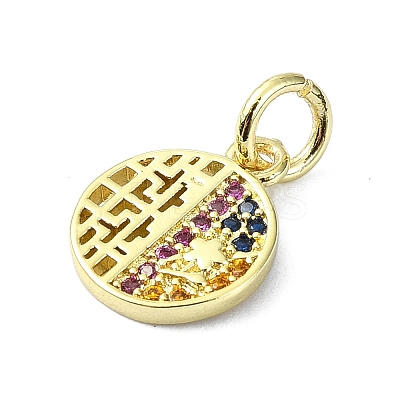Brass Micro Pave Colorful Cubic Zirconia Pendants KK-H475-18G-03-1