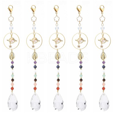 Glass Teardrop Chandelier Pendant Decorations HJEW-JM00854-1