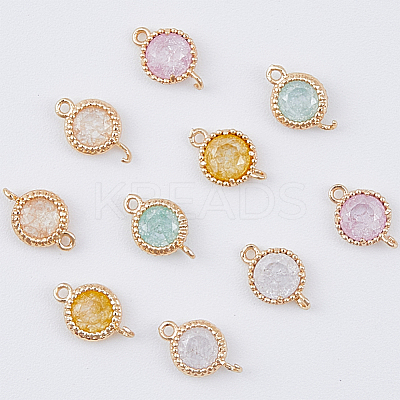 10Pcs 5 Colors Brass Pave Cubic Zirconia Connector Charms KK-DC0002-65-1