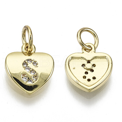 Brass Micro Pave Clear Cubic Zirconia Charms KK-N227-34S-NF-1
