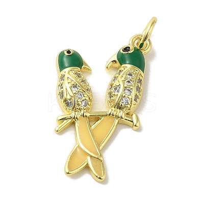 Brass Enamel Micro Pave Cubic Zirconia Pendants KK-Z042-17G-01-1