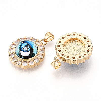 Brass Micro Pave Clear Cubic Zirconia Pendants for Women KK-T070-92A-04-1