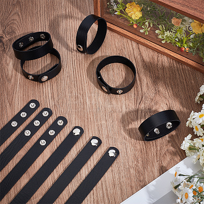 18Pcs PU Leather Snap Bracelets for Women Men BJEW-CY0001-13B-1