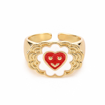 Brass Enamel Cuff Rings RJEW-S045-121-NR-1