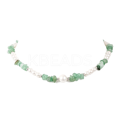 Natural Green Aventurine Chip Beads Bracelets & Necklaces Sets SJEW-JS01357-04-1
