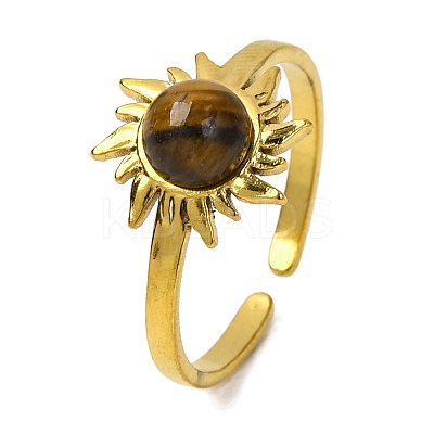 Natural Tiger Eye Finger Rings RJEW-Q822-52G-02-1