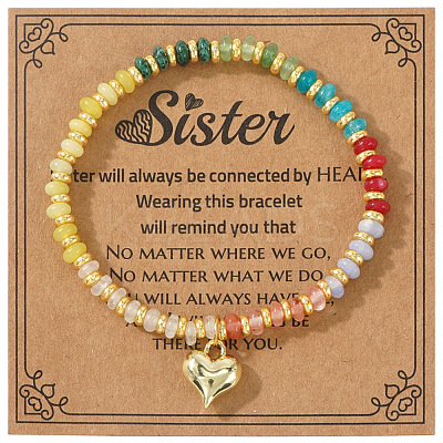 Natural Mixed Gemstone Rondelle Beads Stretch Bracelets XM9841-1-1