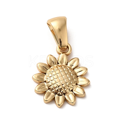 304 Stainless Steel Sunflower Charms STAS-L272-009G-1
